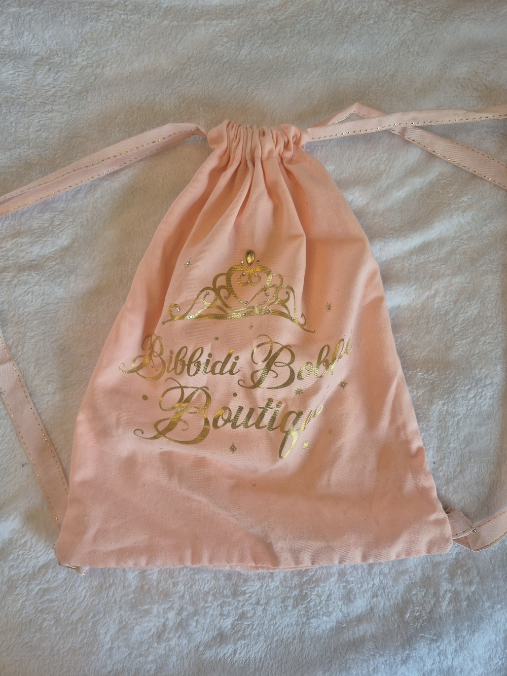 Disney Pink Drawstring Backpack with Gold Tiara Script - Picture 3 of 3